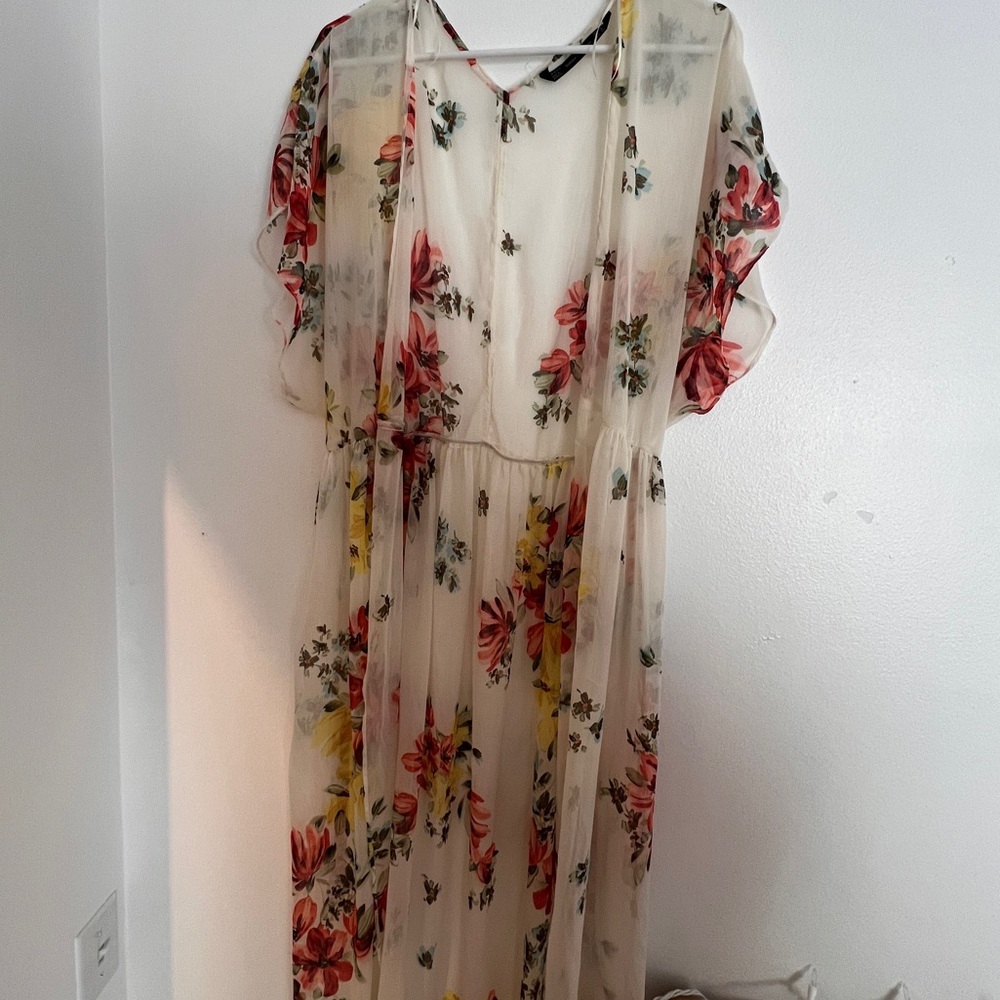 Zara Trafaluc Floral Dress with Sheer Detail